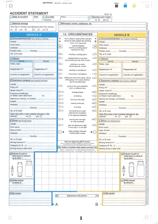 Sample car accident form